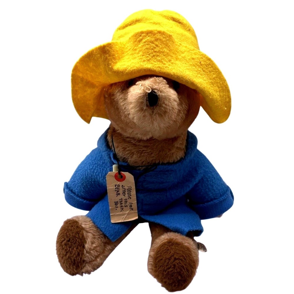 Paddington Bear Plush 15" Vintage 1975 Stuffed Duffel Coat Bucket Hat Eden Toys